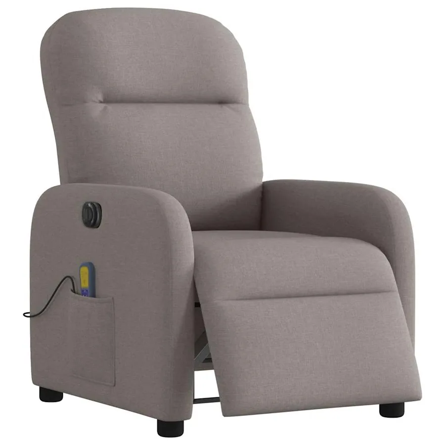 Fauteuil de massage inclinable électrique Taupe Tissu - 3
