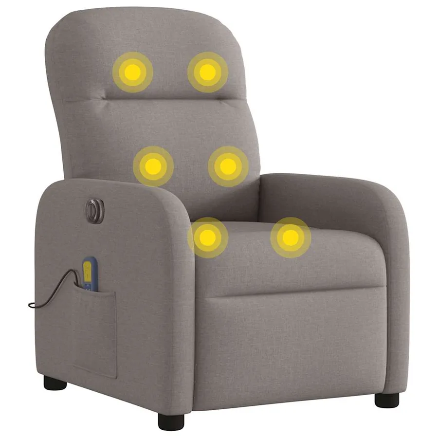 Fauteuil de massage inclinable électrique Taupe Tissu - 8