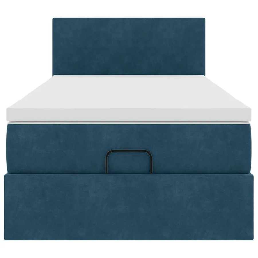 Cadre de lit ottoman avec matelas bleu foncé 90x190 cm velours - 8