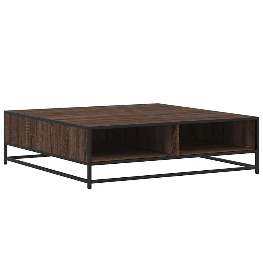 Table basse chêne marron 100x100x30 cm bois d'ingénierie/métal - 2