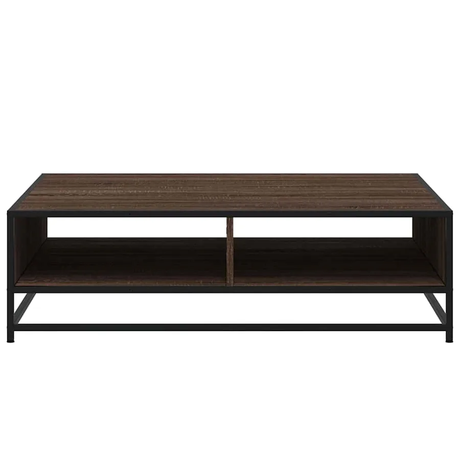 Table basse chêne marron 100x100x30 cm bois d'ingénierie/métal - 5