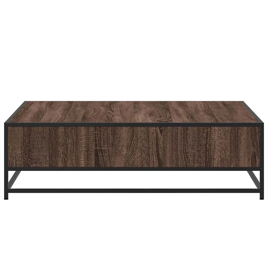 Table basse chêne marron 100x100x30 cm bois d'ingénierie/métal - 6