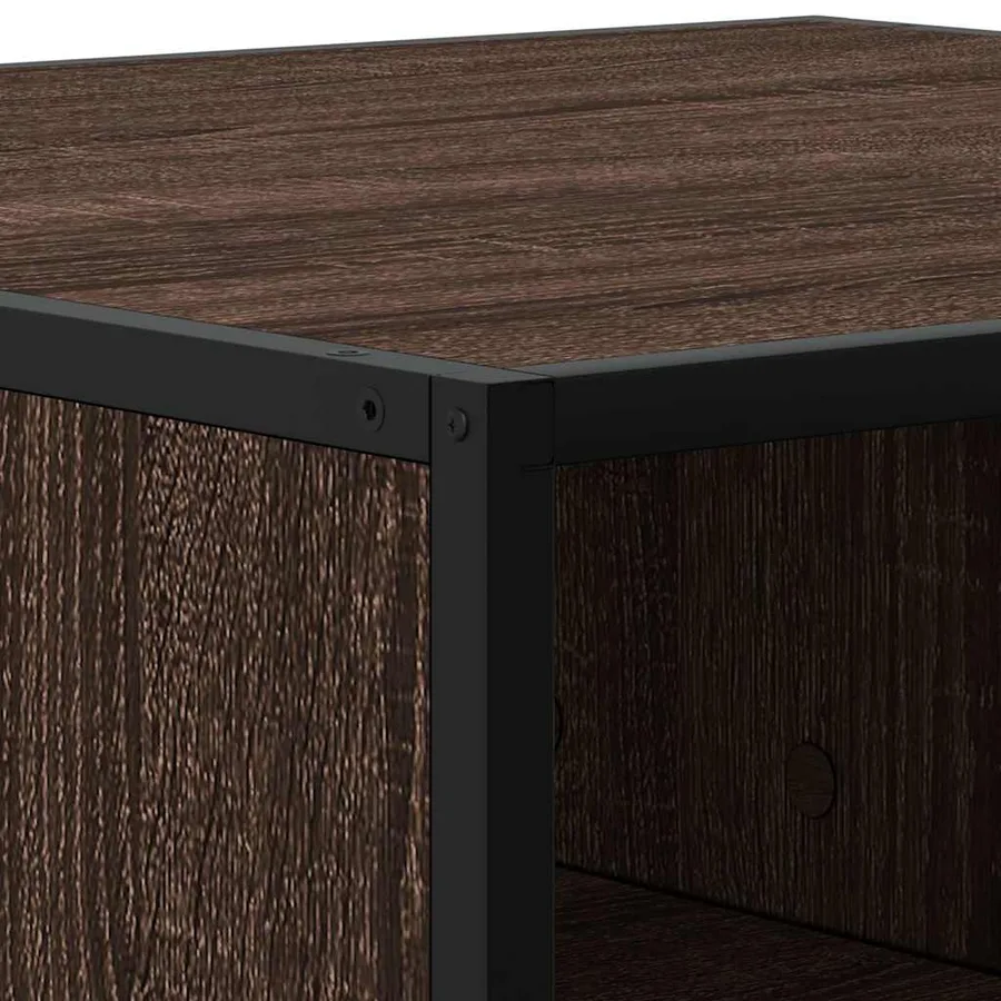 Table basse chêne marron 100x100x30 cm bois d'ingénierie/métal - 8