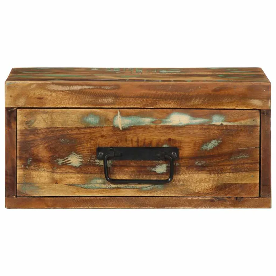 Table de chevet murale bois massif de récupération - 5