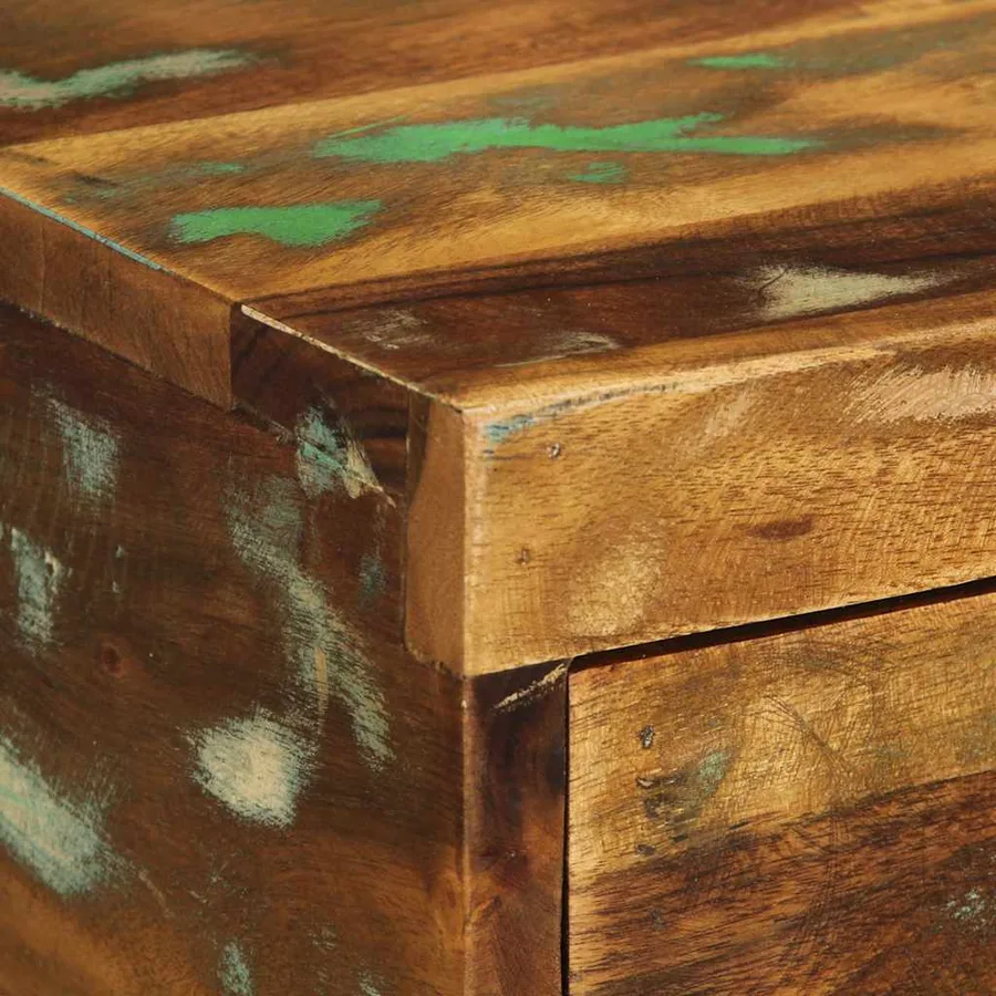 Table de chevet murale bois massif de récupération - 8