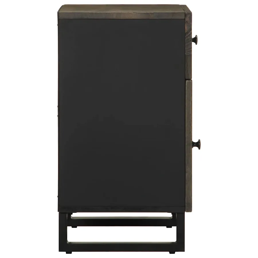 Table de chevet noir 50x33x60 cm bois de manguier massif - 4