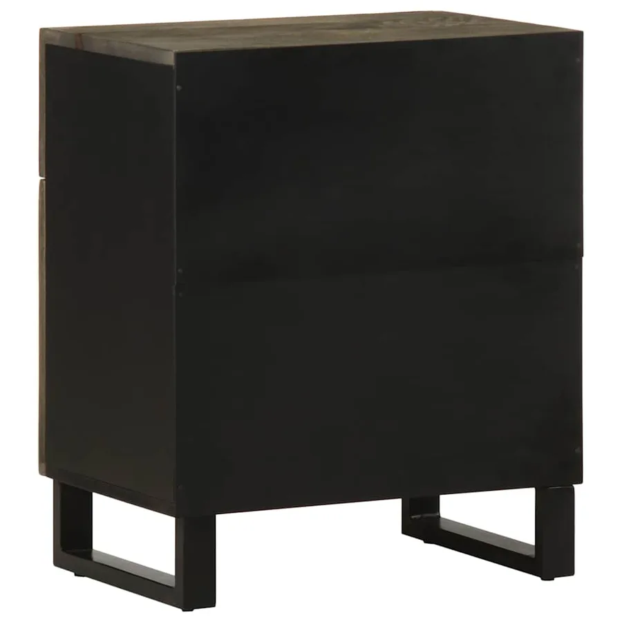 Table de chevet noir 50x33x60 cm bois de manguier massif - 5