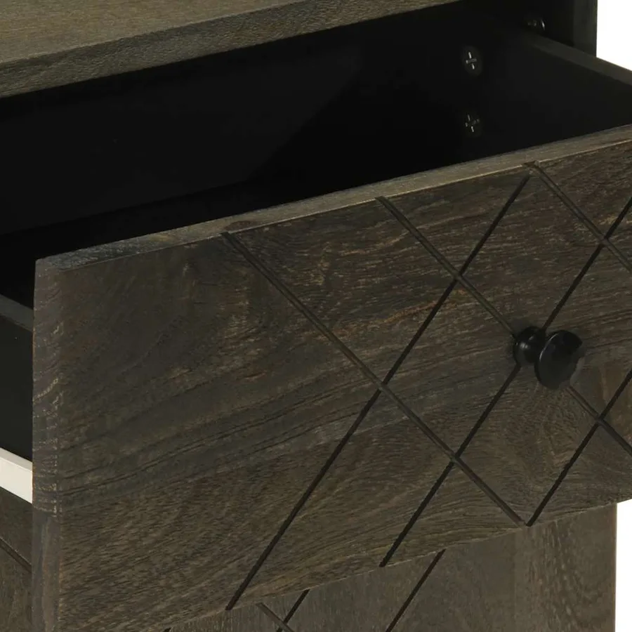Table de chevet noir 50x33x60 cm bois de manguier massif - 8