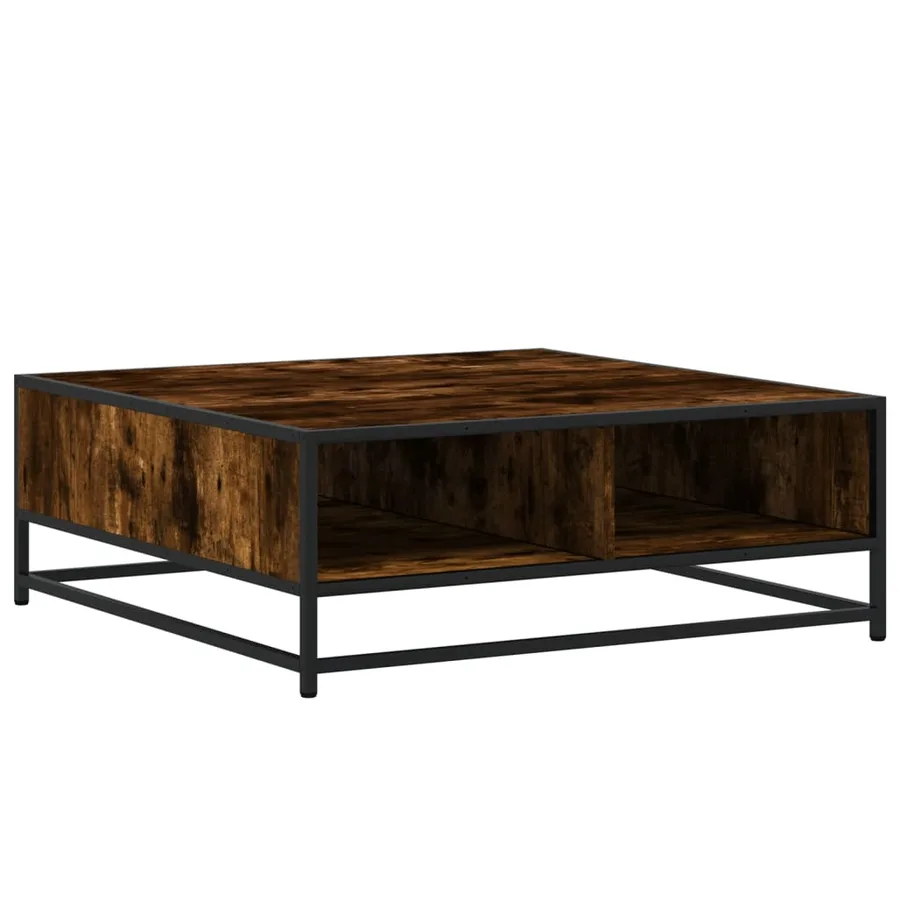 Table basse chêne fumé 80x80x30 cm bois d'ingénierie et métal - 2