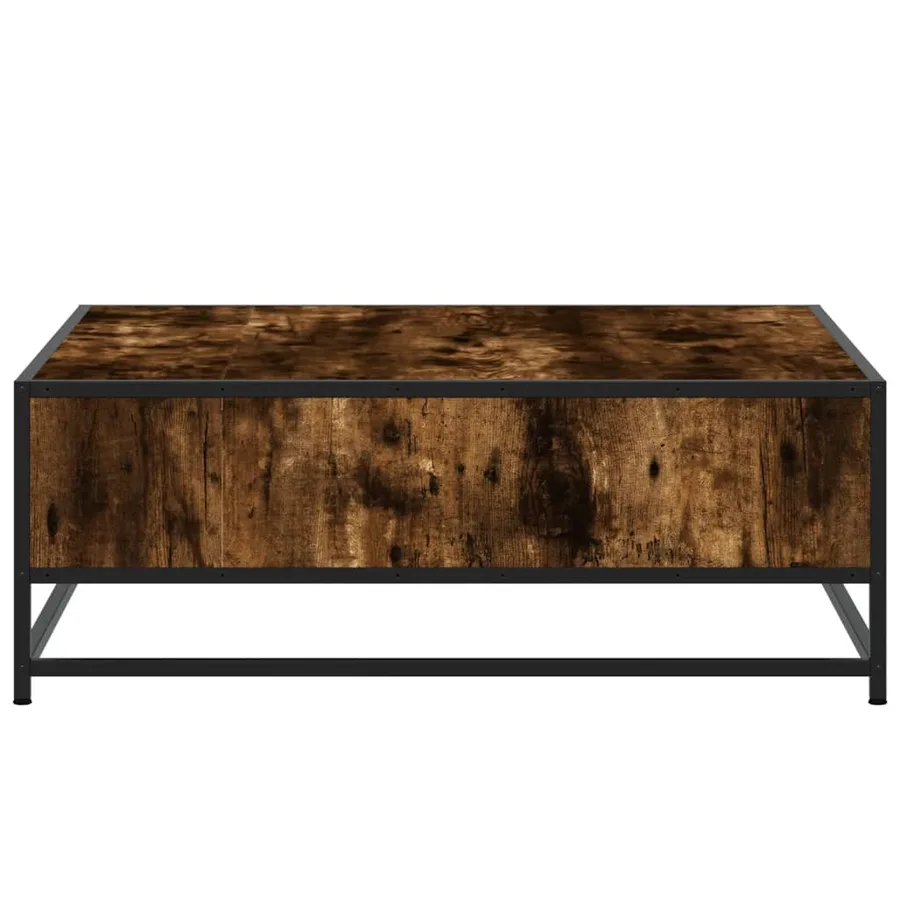 Table basse chêne fumé 80x80x30 cm bois d'ingénierie et métal - 6