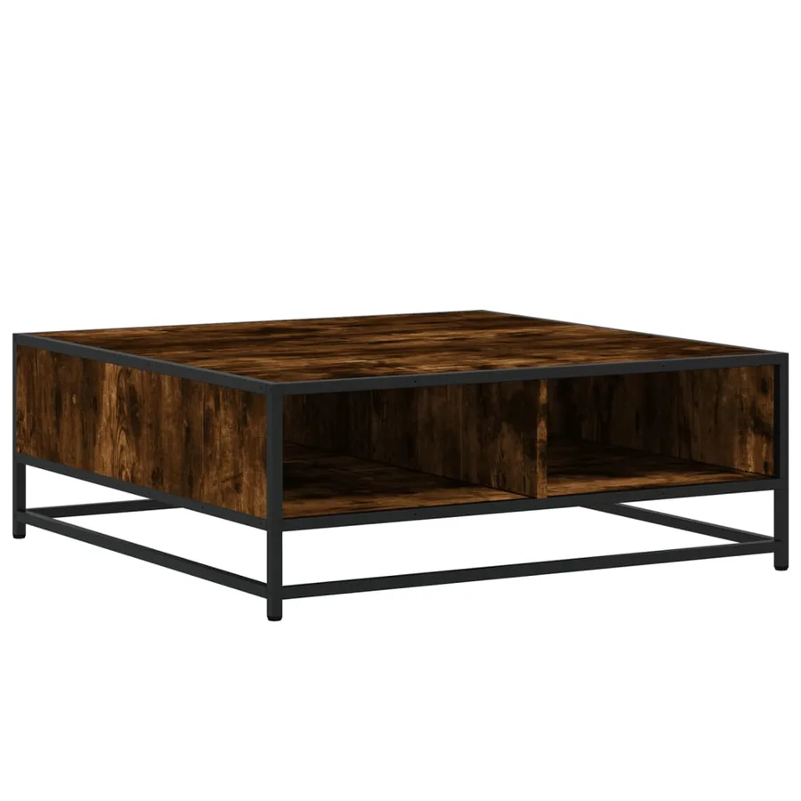 Table basse chêne fumé 80x80x30 cm bois d'ingénierie et métal - 7