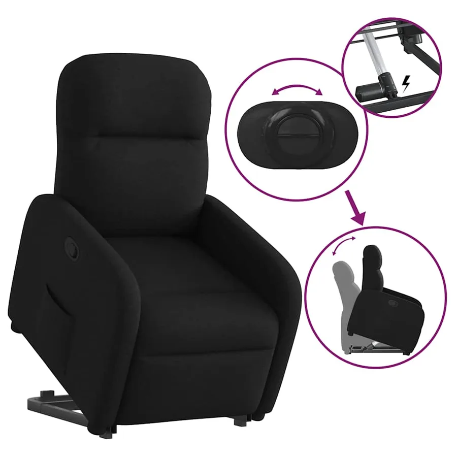 Fauteuil inclinable noir tissu - 9