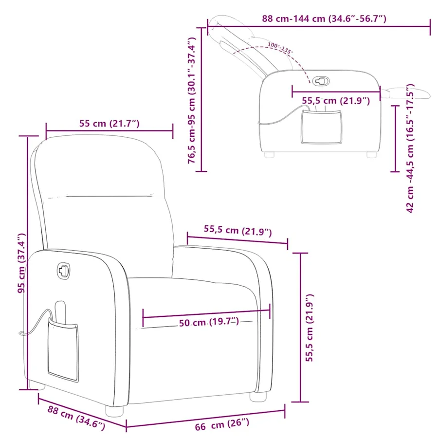 Fauteuil de massage inclinable Gris clair Tissu - 13