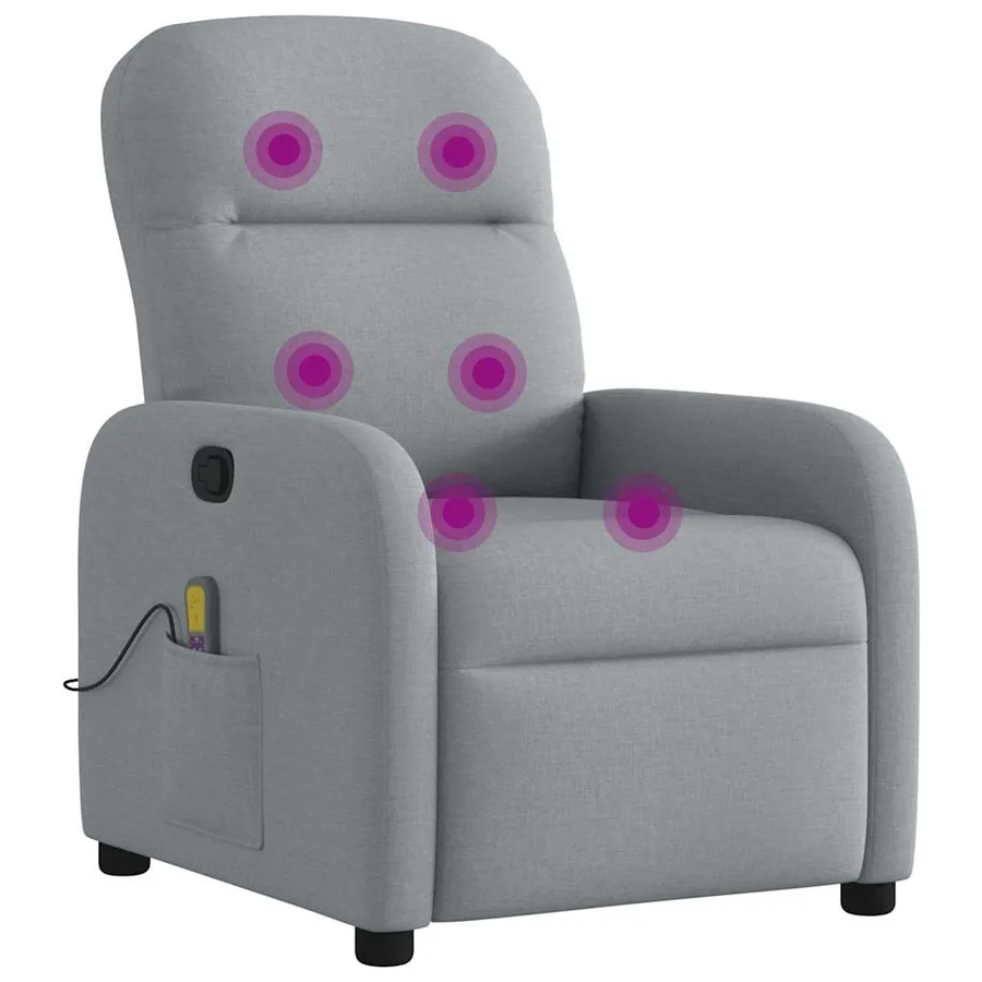Fauteuil de massage inclinable Gris clair Tissu - 6