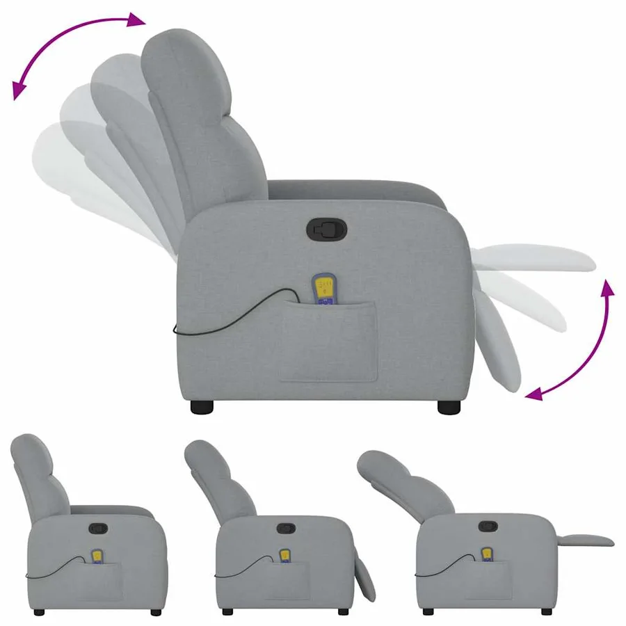 Fauteuil de massage inclinable Gris clair Tissu - 7