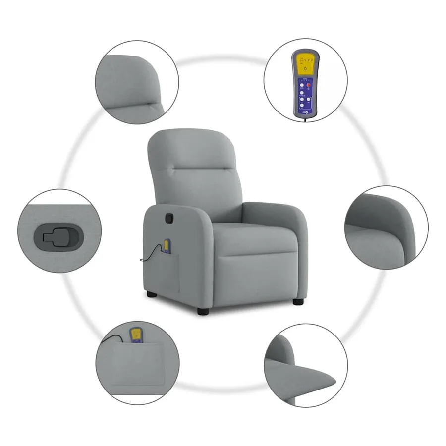 Fauteuil de massage inclinable Gris clair Tissu - 8