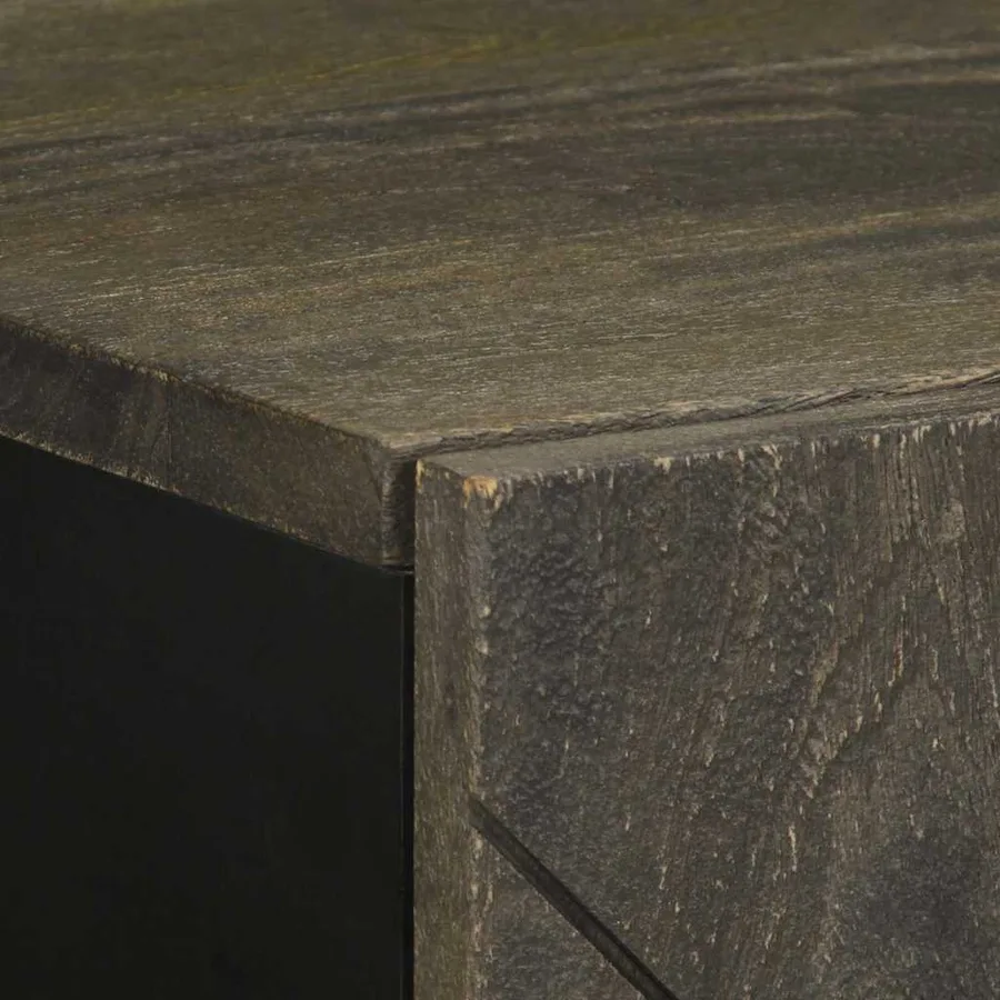 Buffet noir 40x33x75 cm bois massif de manguier - 6