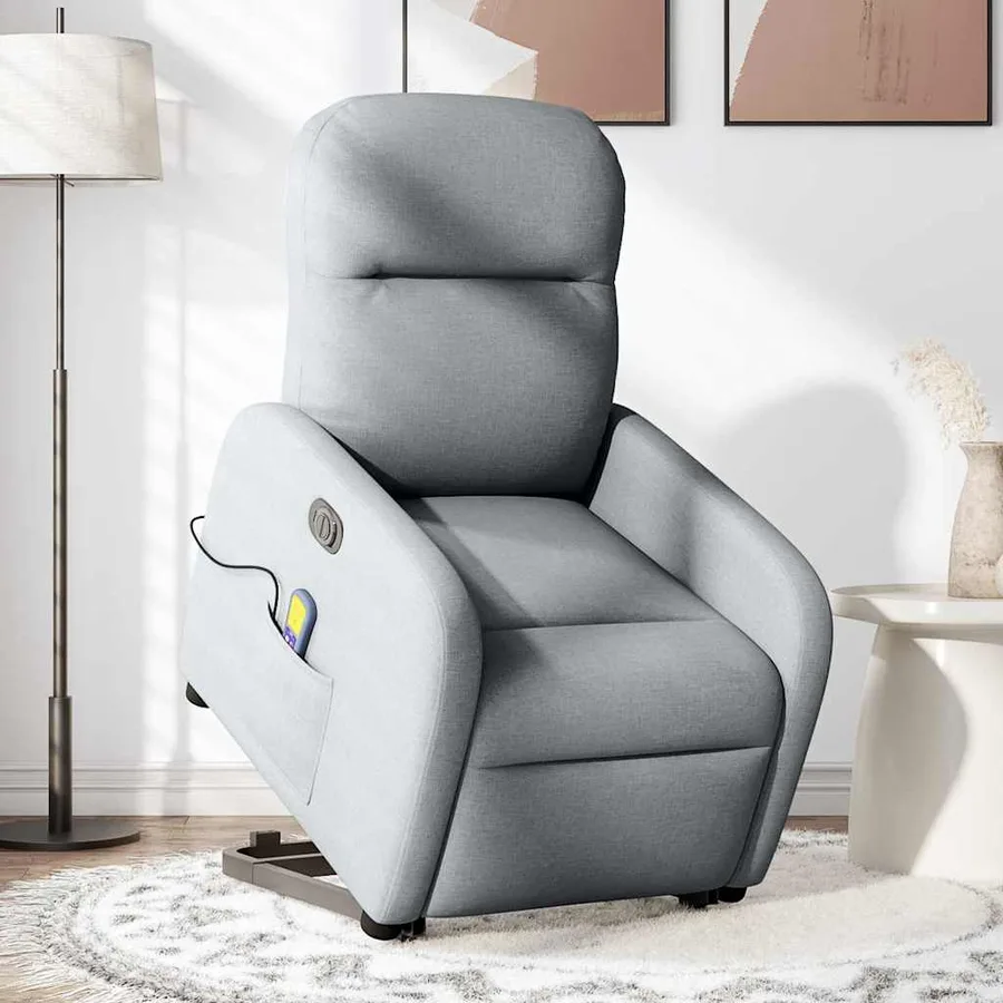 Fauteuil inclinable de massage électrique Gris clair Tissu - 2