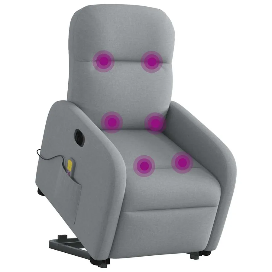 Fauteuil inclinable de massage électrique Gris clair Tissu - 3