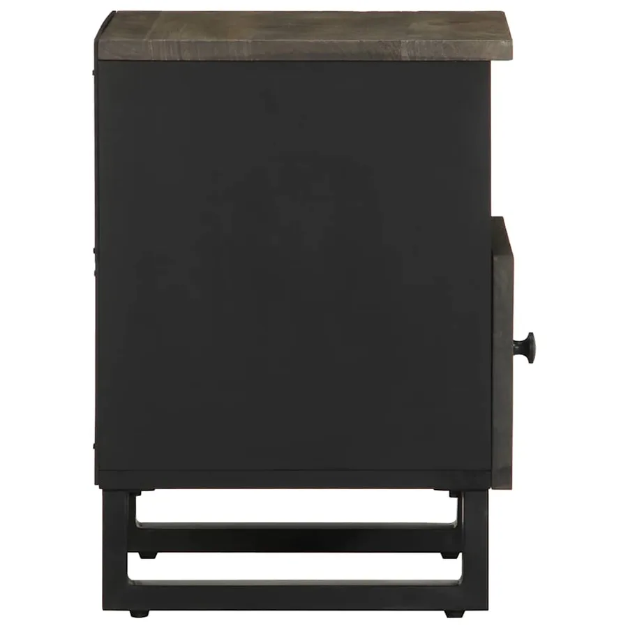 Table de chevet noir 40x33x46 cm bois de manguier solide - 4