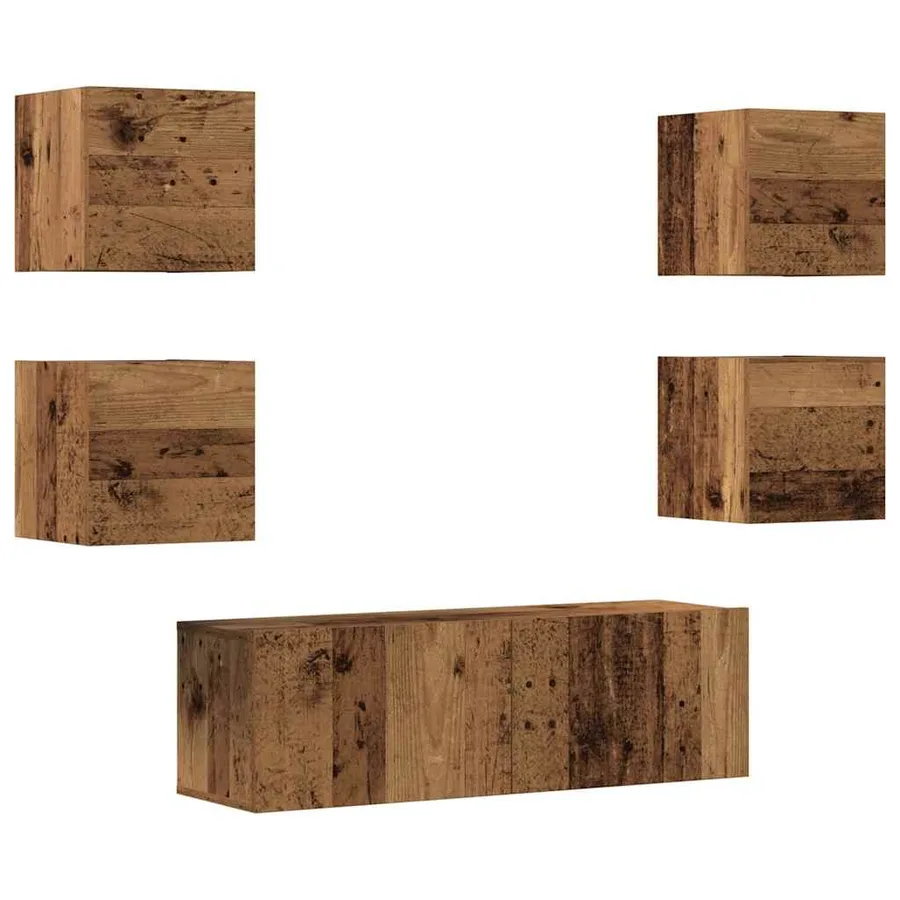 Ensemble de meuble TV mural 5 pcs vieux bois bois d'ingénierie - 2