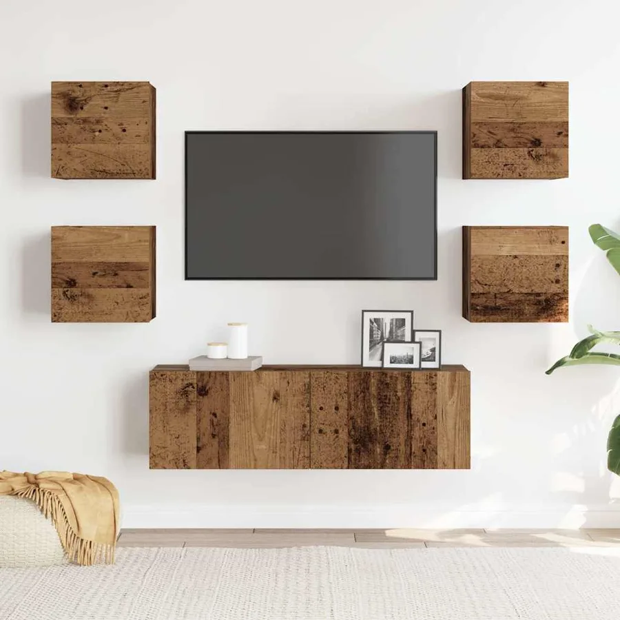 Ensemble de meuble TV mural 5 pcs vieux bois bois d'ingénierie - 3