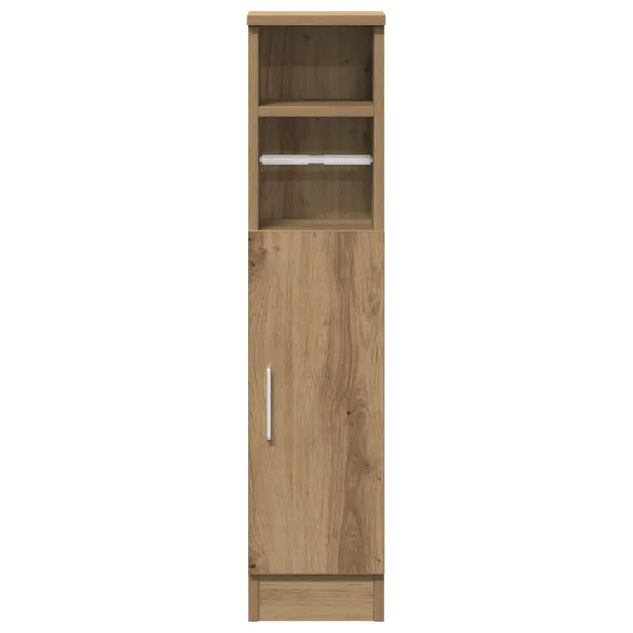 Meuble de salle de bain avec porte-rouleau chêne artisanal - 4