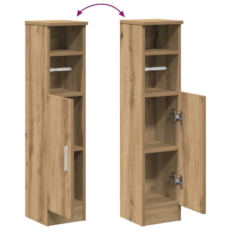 Meuble de salle de bain avec porte-rouleau chêne artisanal - 8