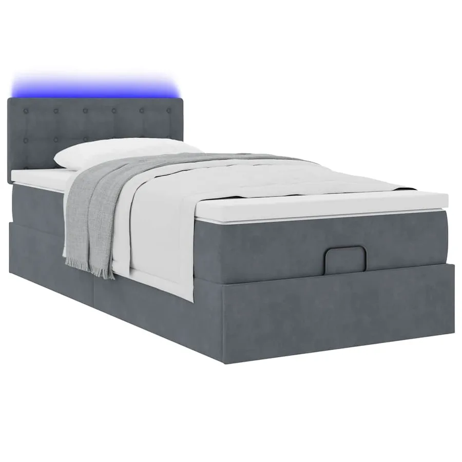 Cadre de lit ottoman avec matelas gris foncé 90x190 cm velours - 6