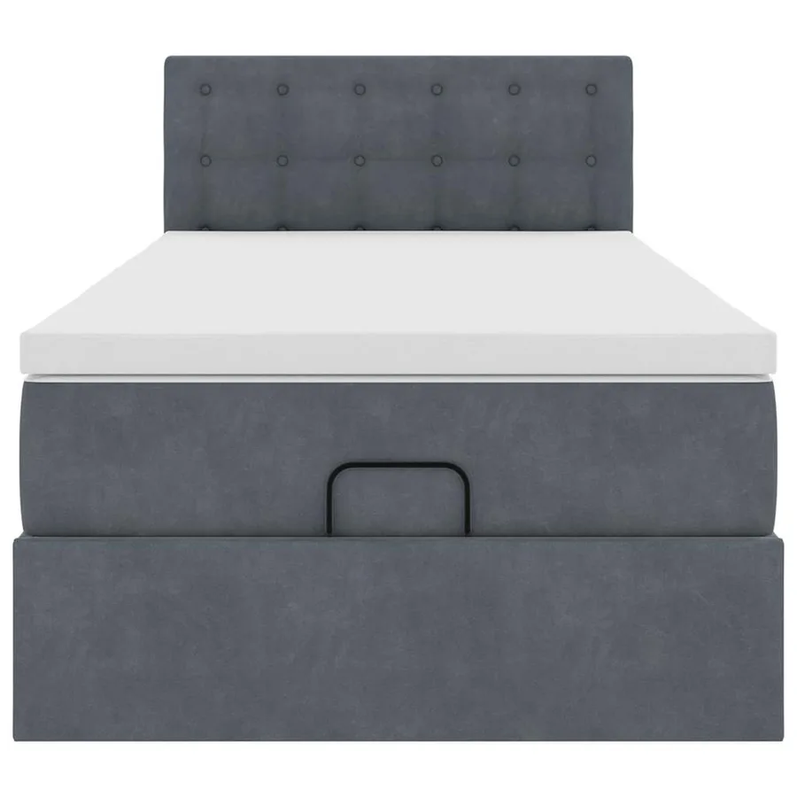 Cadre de lit ottoman avec matelas gris foncé 90x190 cm velours - 7