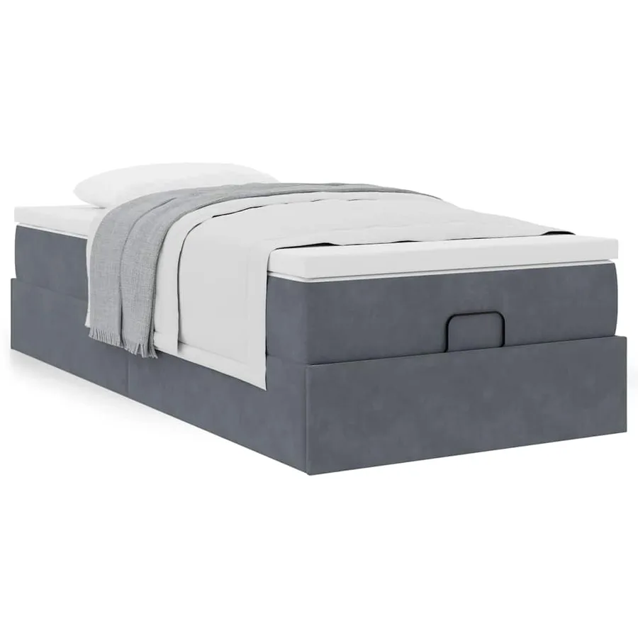 Cadre de lit ottoman avec matelas gris foncé 90x190 cm velours - 4