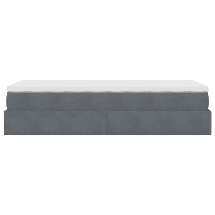 Cadre de lit ottoman avec matelas gris foncé 90x190 cm velours - 9