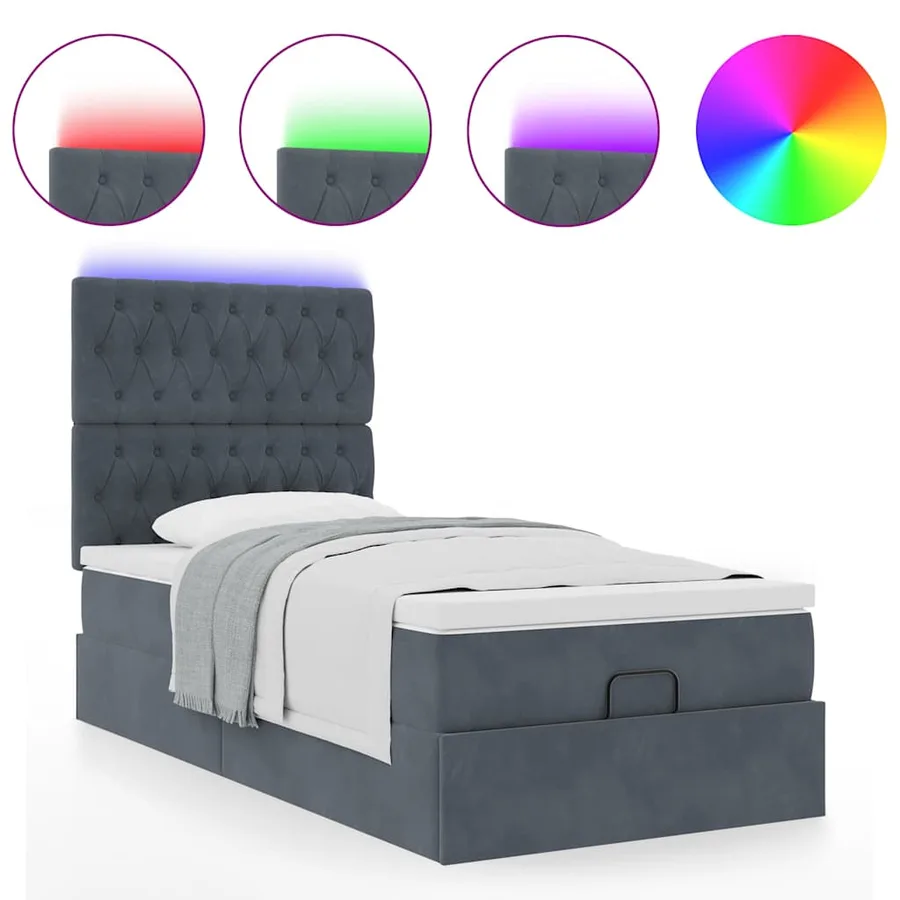 Cadre de lit ottoman avec matelas gris foncé 90x190 cm velours - 5