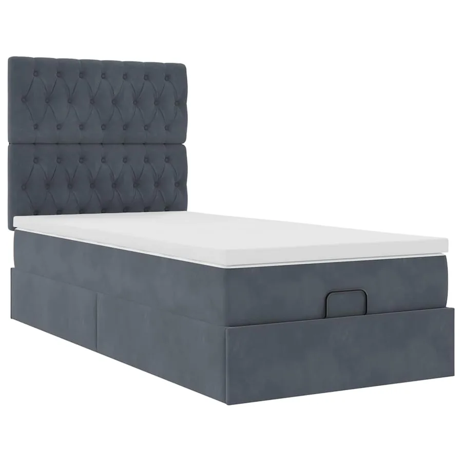 Cadre de lit ottoman avec matelas gris foncé 90x190 cm velours - 7