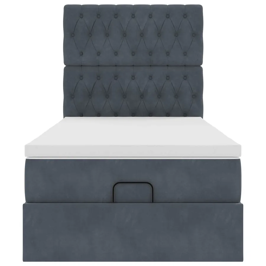 Cadre de lit ottoman avec matelas gris foncé 90x190 cm velours - 8