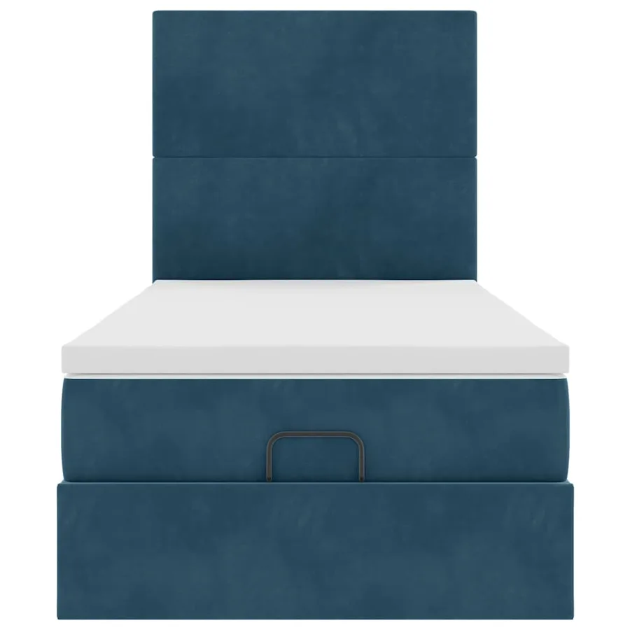 Cadre de lit ottoman avec matelas bleu foncé 90x190 cm velours - 7