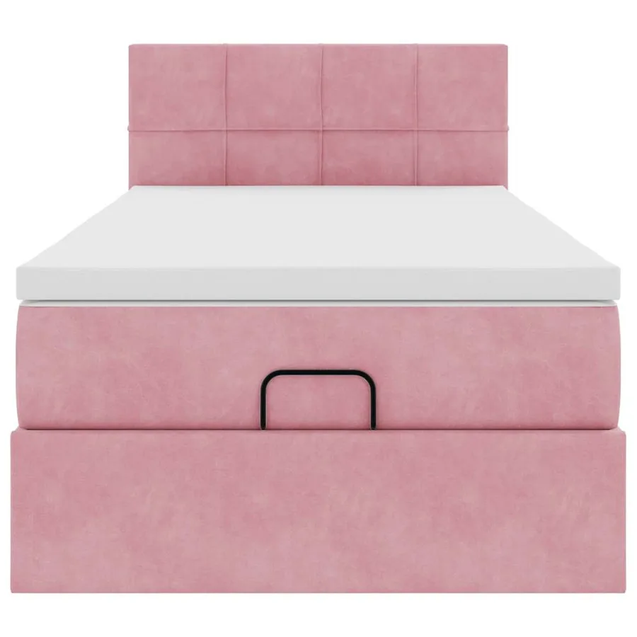 Cadre de lit ottoman avec matelas rose 90x190 cm velours - 6
