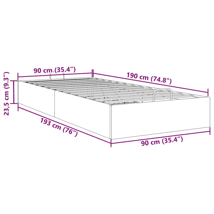 Cadre de lit ottoman sans matelas gris clair 90x190 cm velours - 14