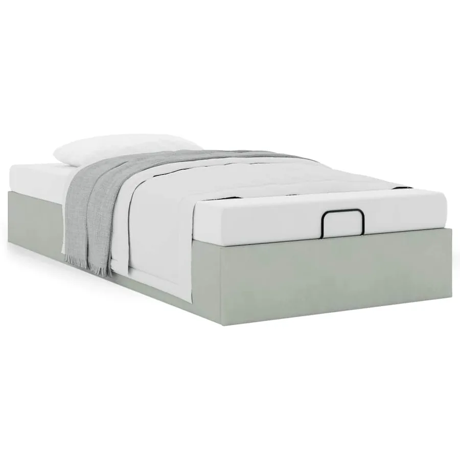 Cadre de lit ottoman sans matelas gris clair 90x190 cm velours - 4
