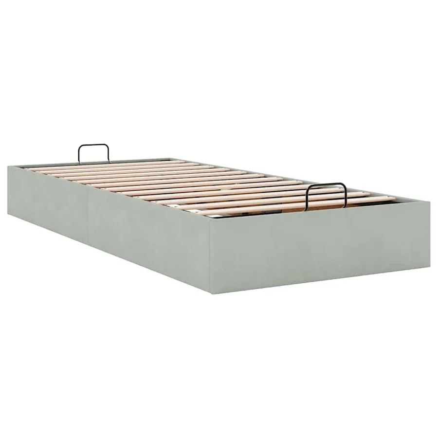Cadre de lit ottoman sans matelas gris clair 90x190 cm velours - 6