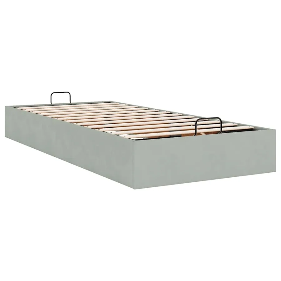 Cadre de lit ottoman sans matelas gris clair 90x190 cm velours - 9