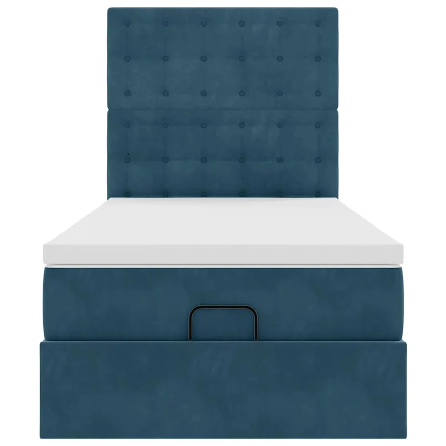 Cadre de lit ottoman avec matelas bleu foncé 90x190 cm velours - 7