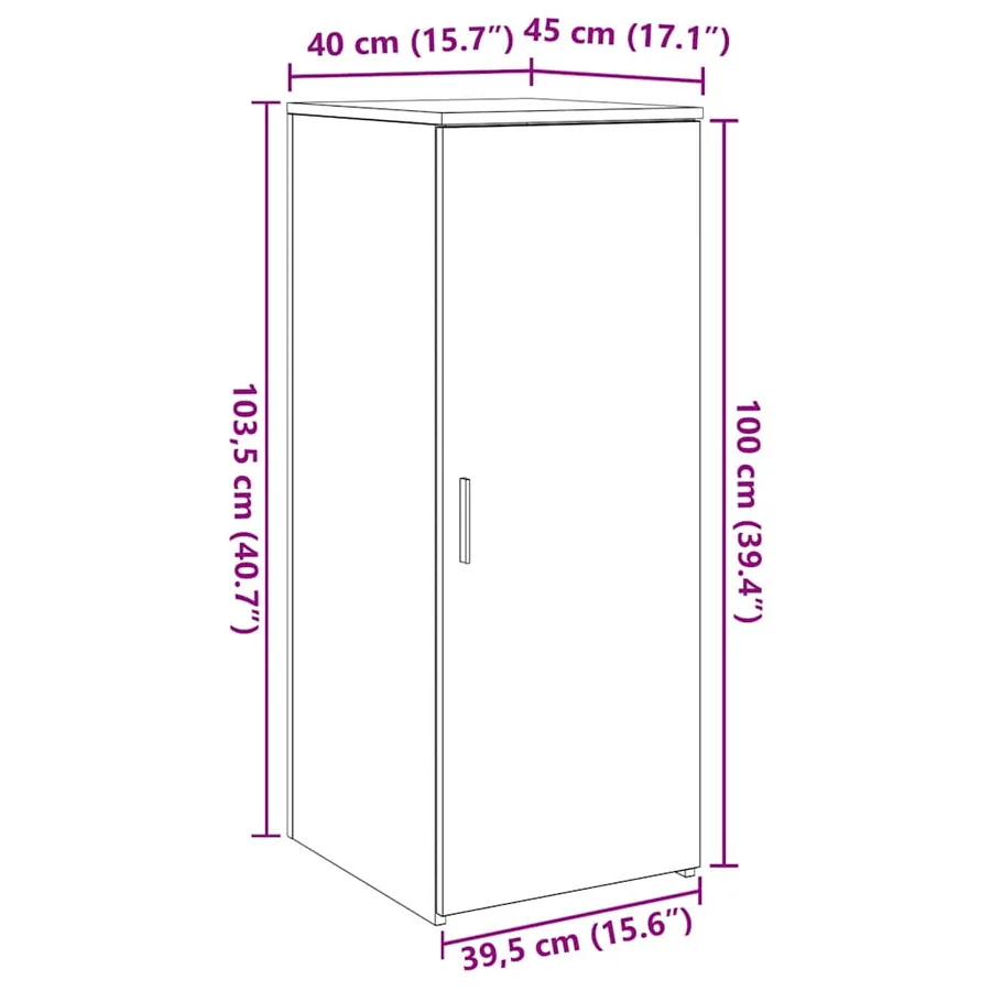 Armoire de rangement sonoma gris 40x45x103,5 cm bois ingénierie - 10