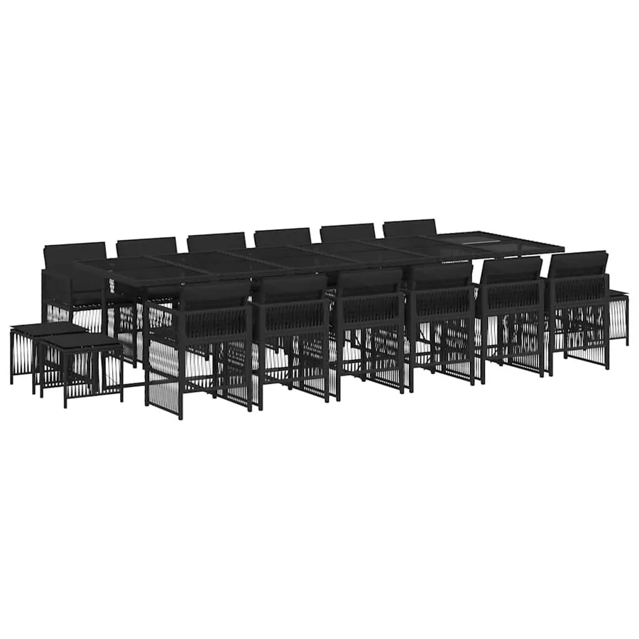 Ensemble à manger de jardin 17 pcs coussins noir résine tressée - 2