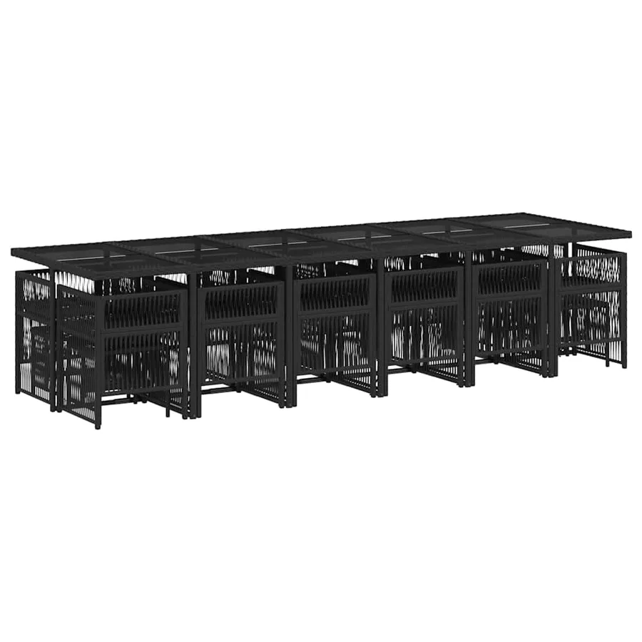 Ensemble à manger de jardin 17 pcs coussins noir résine tressée - 3
