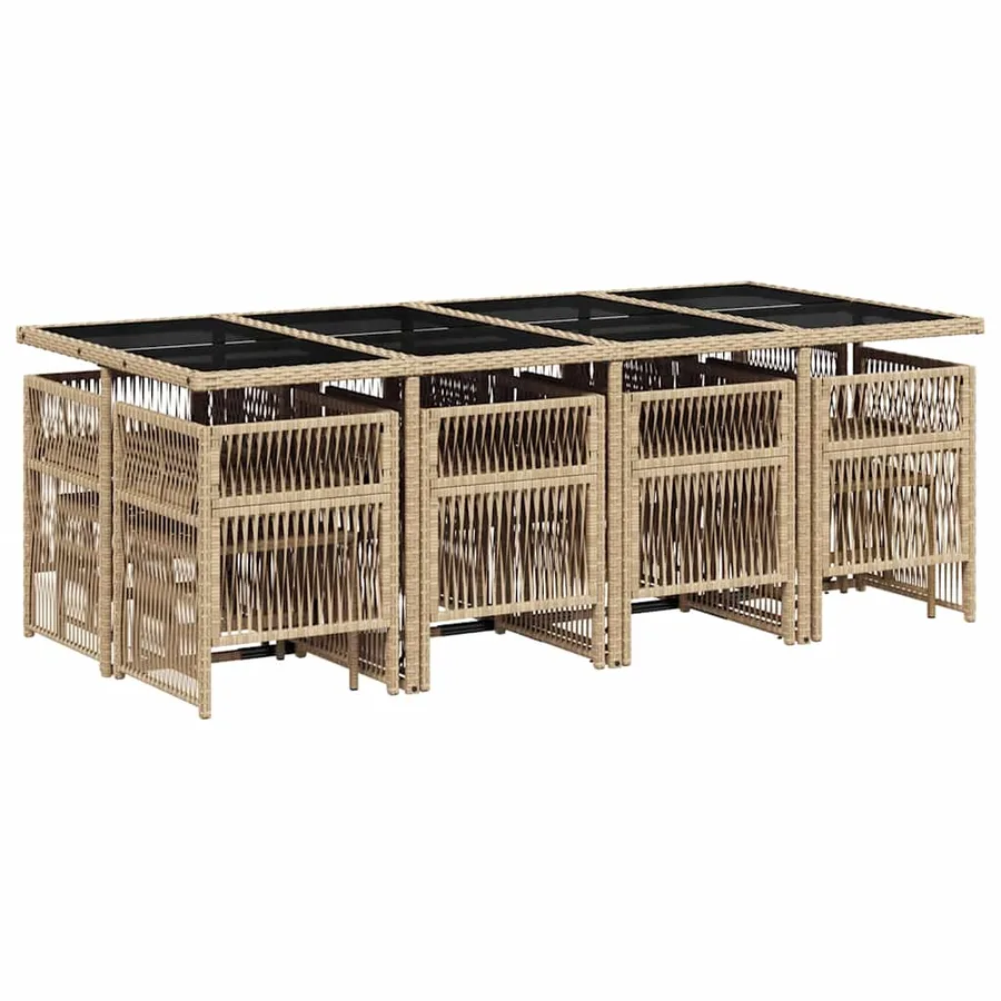 Ensemble à manger de jardin et coussins 13 pcs beige - 3