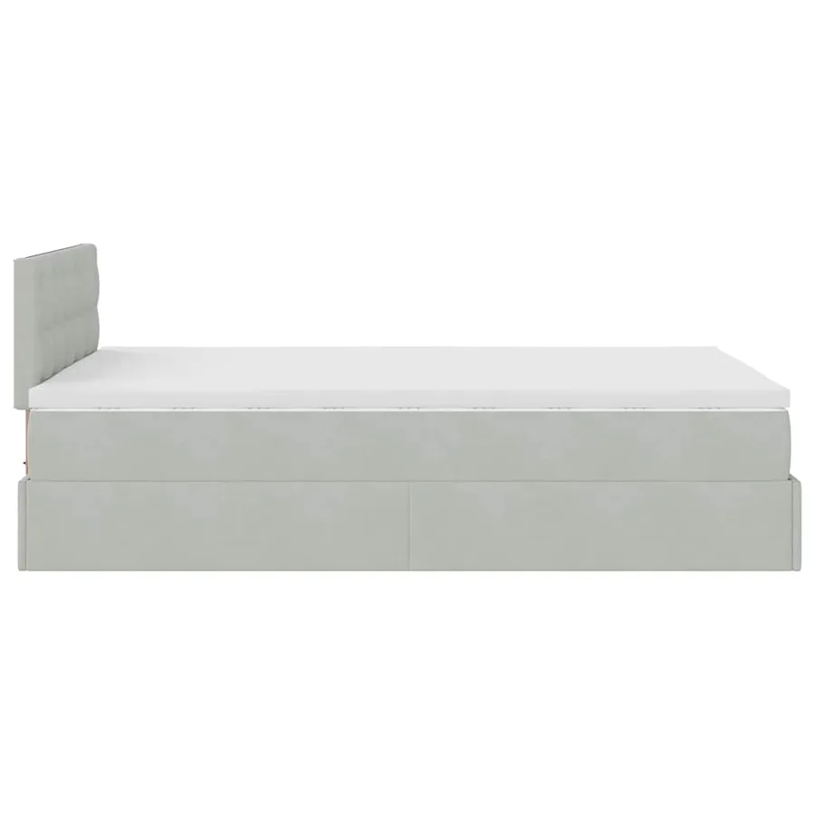 Cadre de lit ottoman et matelas gris clair 120x200 cm velours - 10