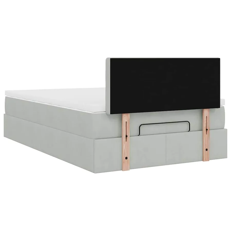 Cadre de lit ottoman et matelas gris clair 120x200 cm velours - 11