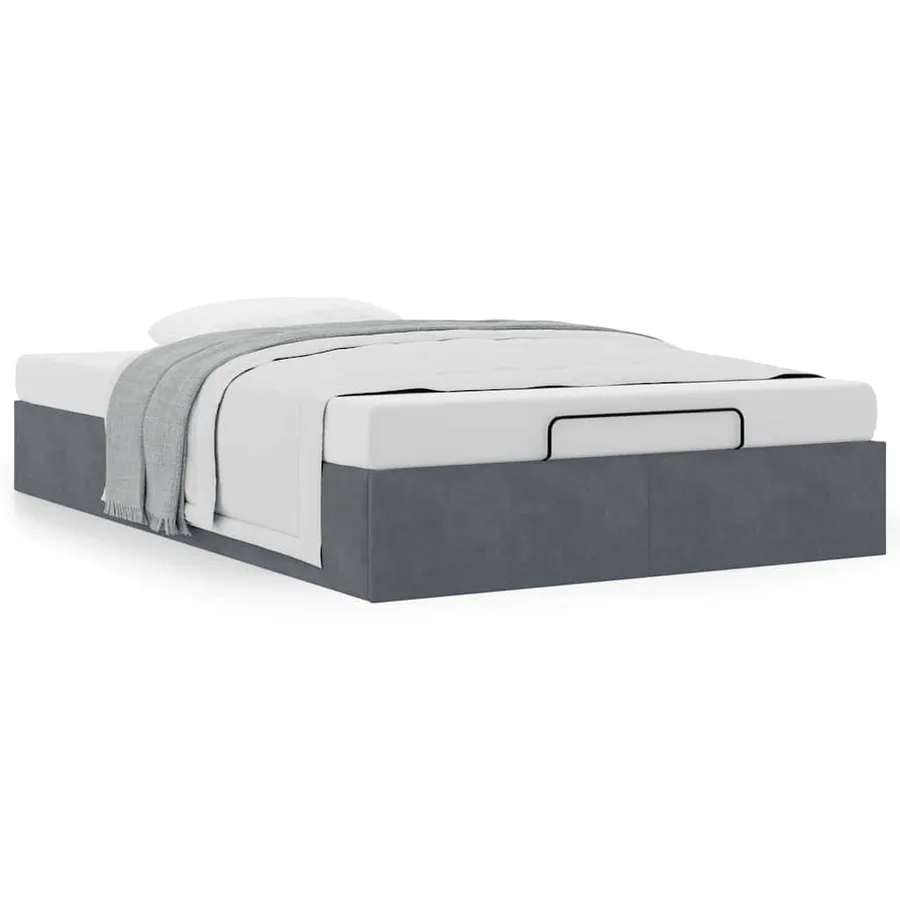 Cadre de lit ottoman sans matelas gris foncé 120x190 cm velours - 4