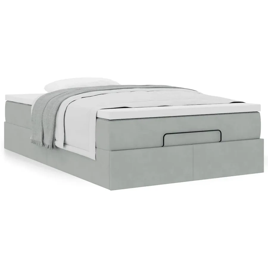 Cadre de lit ottoman et matelas gris clair 120x200 cm velours - 4